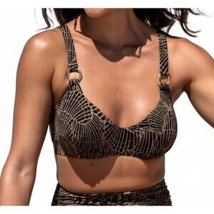 NEW POUR MOI samoa underwire non padded bikini top in black/gold